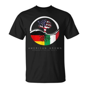 German Italian Roots - American Grown With Flag Unisex T-Shirt | Mazezy