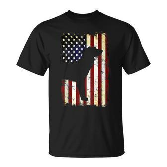 German Longhaired Pointer Silhouette American Flag T-Shirt | Mazezy