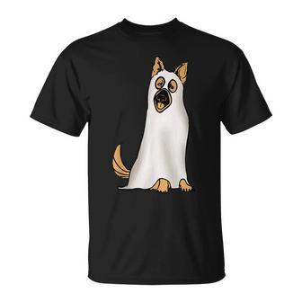 German Shepherd Cute Dog Wearing Ghost Halloween Halloween T-Shirt | Mazezy