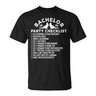 Getting Married Groom Bachelor Party Checklist T-Shirt