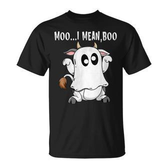 Ghost Cow Moo I Mean Boos Funny Farmer Halloween Costume Unisex T-Shirt | Mazezy