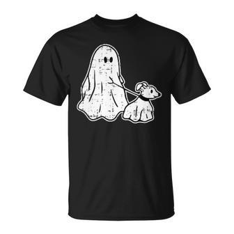 Ghost Holding Puppy Dog Halloween Costume Ghoul Dog Lover T-Shirt