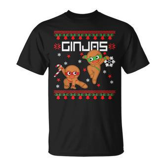 Ginjas Gingerbread Ninjas Ugly Christmas Sweater Meme T-Shirt | Mazezy