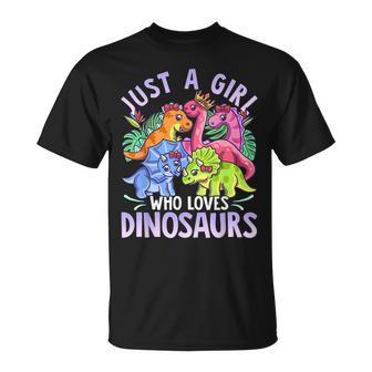 Girl Dinosaurs Pink Girl Loves Dinosaurs Unisex T-Shirt - Seseable