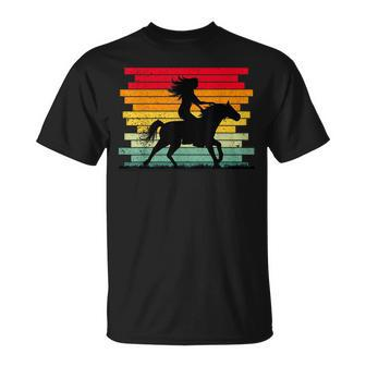 Girl Horse Riding Vintage Cowgirl Dressage Texas Ranch Retro Unisex T-Shirt | Mazezy
