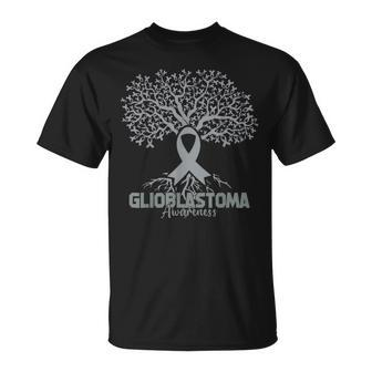 Glioblastoma Awareness Month Brain Cancer Tree Ribbon T-Shirt - Seseable