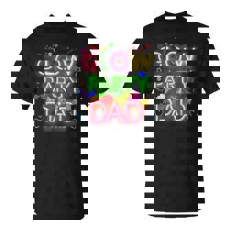 Glow Party Squad Dad Paint Splatter Glow Party Matching Unisex T-Shirt | Mazezy