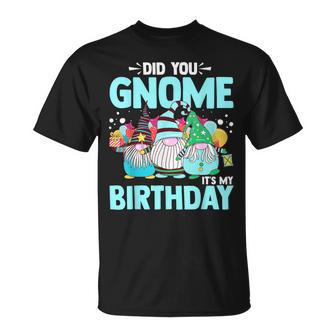 Did You Gnome It's My Birthday Gnomies Party Gnome Lover T-Shirt - Seseable
