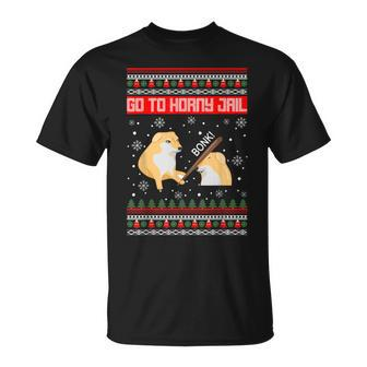 Go To Horny Jail Ugly Christmas Sweater Bonk Meme T-Shirt - Monsterry CA