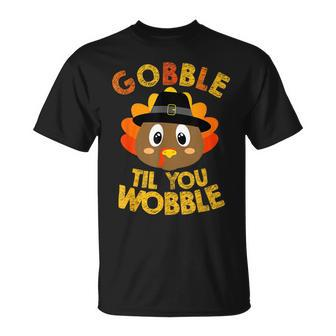 Gobble Til You Wobble Baby Outfit Toddler Thanksgiving T-Shirt | Mazezy