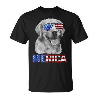 Golden Retriever Dog Merica 4Th July Patriotic American Patriotic Funny Gifts Unisex T-Shirt | Mazezy