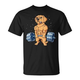 Golden Retriever Weightlifting - Mens Standard Unisex T-Shirt - Monsterry AU