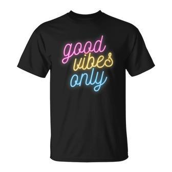 Good Vibes Only Funny Pansexual Pride Gift Lgbtq Pan Flag Unisex T-Shirt | Mazezy DE