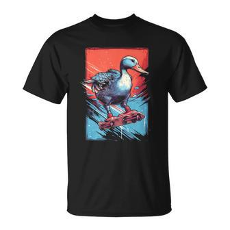 Goose Riding Skateboard Skateboarder Geese Skateboarding Unisex T-Shirt | Mazezy