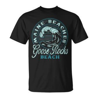 Goose Rocks Beach Retro Wave Circle Unisex T-Shirt | Mazezy