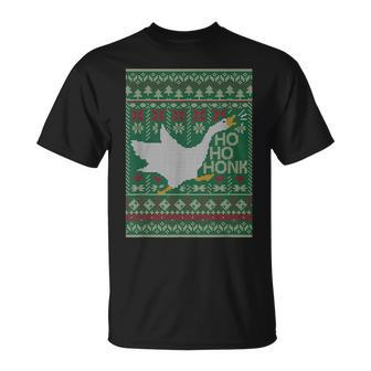 Goose Ugly Christmas Sweater Ho Ho Honk Xmas Party T-Shirt - Monsterry AU