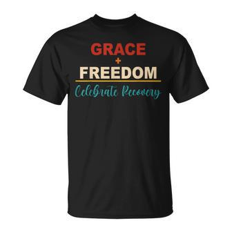 GraceFreedom Celebrate Recovery Peace Love Apparel Unisex T-Shirt - Seseable