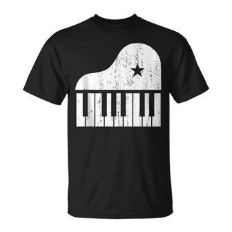 Grand Spinet Piano Player Simple Grunge Pianist T-Shirt | Mazezy