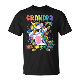 Grandpa Of The Birthday Princess Dabbing Unicorn Girl Unisex T-Shirt | Mazezy