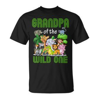 Grandpa Of The Wild One Zoo Birthday Safari Jungle Animals Unisex T-Shirt | Mazezy