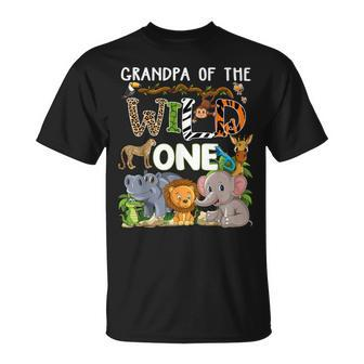 Grandpa Of The Wild One Zoo Theme Birthday Safari Jungle Unisex T-Shirt | Mazezy