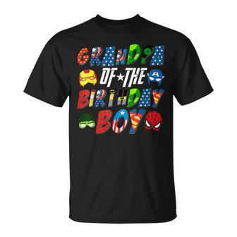 Grandpa Of The Superhero Birthday Boy Super Hero Family T-Shirt - Monsterry DE