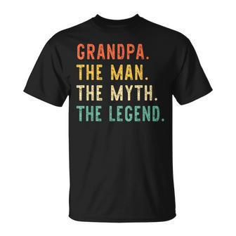 Grandpa The Man The Myth Legend Fathers Day Vintage Retro Unisex T-Shirt | Mazezy CA