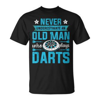 Grandparents Never Underestimate An Old Man Who Plays Darts T-Shirt - Seseable