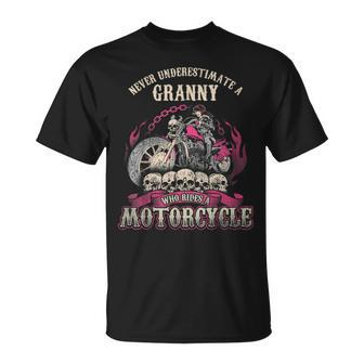 Granny Biker Chick Never Underestimate Motorcycle T-Shirt - Seseable