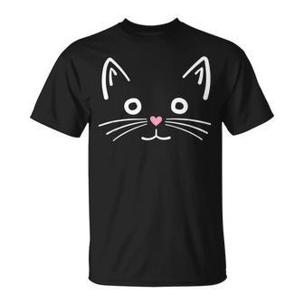 Gray Cat Cute Heart Nose Face T-Shirt | Mazezy