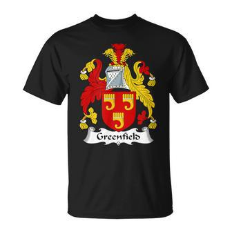 Greenfield Coat Of Arms Family Crest T-Shirt | Mazezy