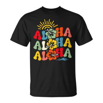 Groovy Aloha Hawaii Hawaiian Beach Summer Vacation Boy Girl Unisex T-Shirt | Mazezy