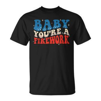 Groovy Baby Youre A Firework 4Th Of July American Flag Unisex T-Shirt | Mazezy