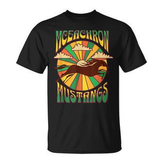 Groovy Hippie Style Mceachron Elementary Mustangs Unisex T-Shirt - Seseable