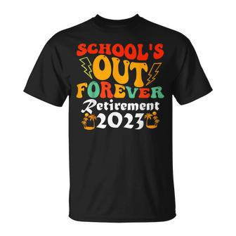 Groovy Schools Out Forever Retirement Teacher Retired 2023 T-shirt - Thegiftio UK