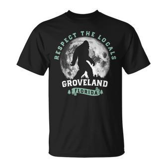 Groveland Florida Respect The Locals Bigfoot Swamp Ape T-Shirt | Mazezy