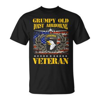 Grumpy Old 101St Airborne Division Veteran Flag Vintage Unisex T-Shirt | Mazezy