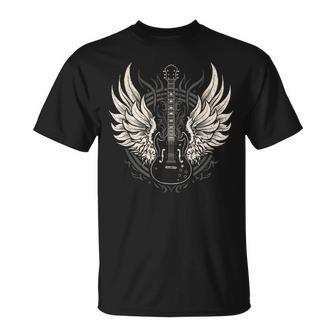 Guitar Wings Vintage Retro 80S Rock & Roll Music T-Shirt - Monsterry