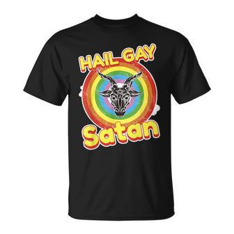 Hail Gay Satan Baphomet Funny Lgbtq Goth Gay Pride Unisex T-Shirt | Mazezy AU
