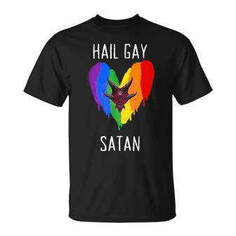Hail Gay Satan Lgbt Goth Gay Pride Baphomet Pentagram Unisex T-Shirt | Mazezy CA