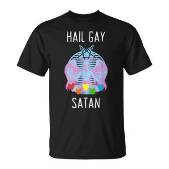Hail Gay Satan Lgbt Goth Gay Pride Pentagram Baphomet Unisex T-Shirt | Mazezy CA