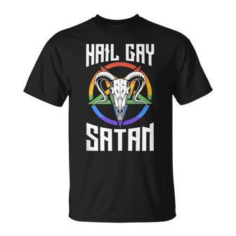 Hail Gay Satan Lgbtq Pride Satanist Pentagram Unisex T-Shirt | Mazezy CA