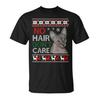 Hairless Cat Ugly Christmas Sweater Sphynx Cat T-Shirt | Mazezy