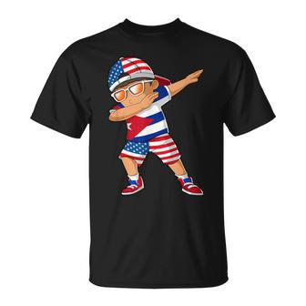 Half American Half Cuban Boy Kid Cuba Flag Patriotic T-Shirt - Seseable