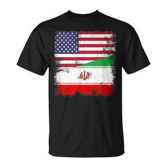 Half Iranian Flag Vintage Iran Usa T-Shirt | Mazezy AU
