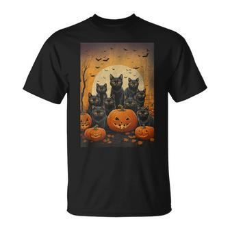 Halloween Black Cats Cat Halloween T-Shirt - Thegiftio UK