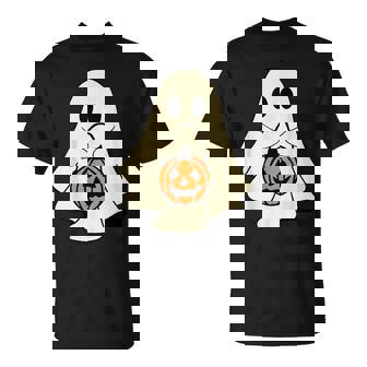 Halloween Costume Vintage Ghost Pumpkin Funny Graphic Pumpkin Funny Gifts Unisex T-Shirt | Mazezy