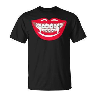 Halloween Funny Vampire Th Braces Orthodontist Dentist Unisex T-Shirt | Mazezy