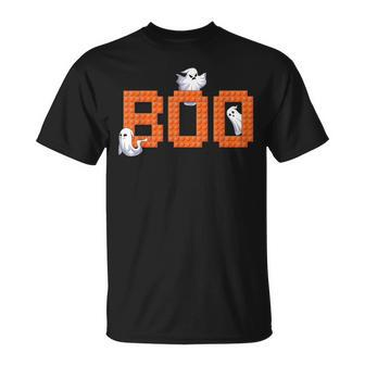 Halloween Master Builder Boo Ghost Building Blocks Bricks T-Shirt | Mazezy