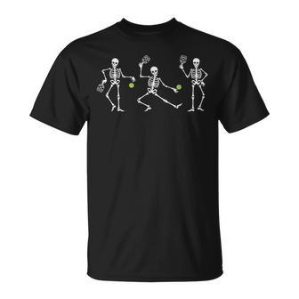 Halloween Pickleball Costume Skeletons Playing Pickleball T-Shirt - Thegiftio UK